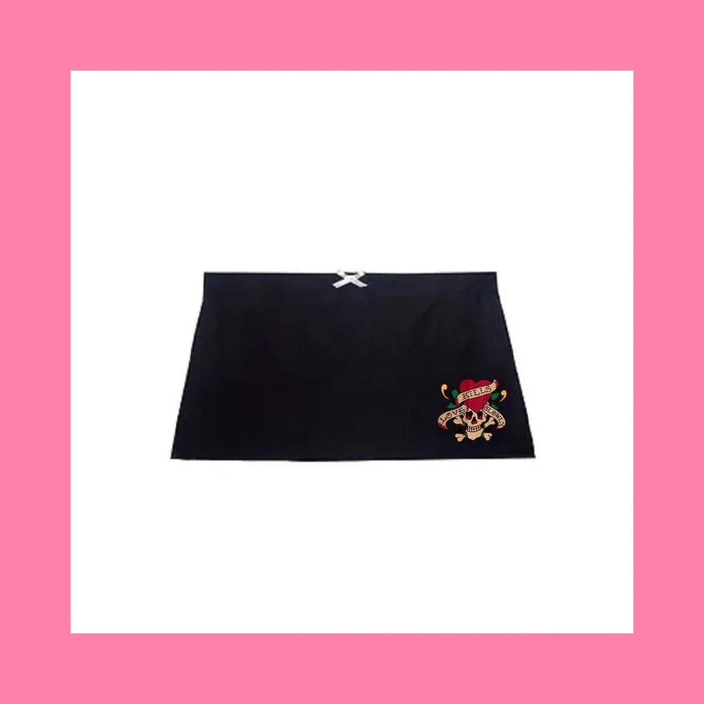 EH Ed Hardy Black Love Kills Slowly Mini Skirt